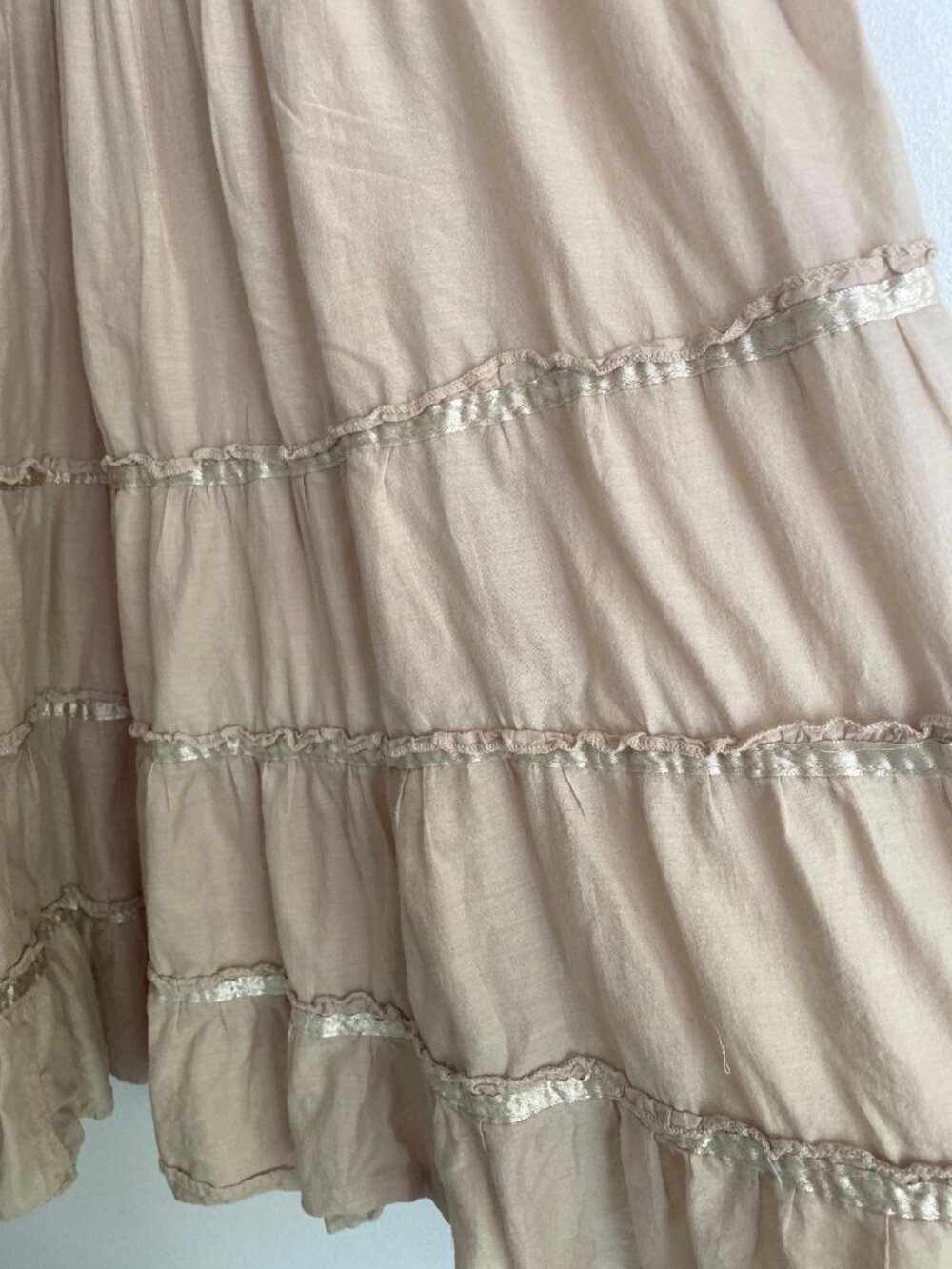 Vintage White Stag Ladies Beige Tiered Cotton Skirt With Elastic Waist Size XL - Picture 2 of 4